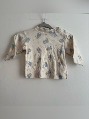 VTG Baby Togs Baby 6-9M White/Blue Puppy Graphic Long Sleeve Crew Tee Me & Daddy